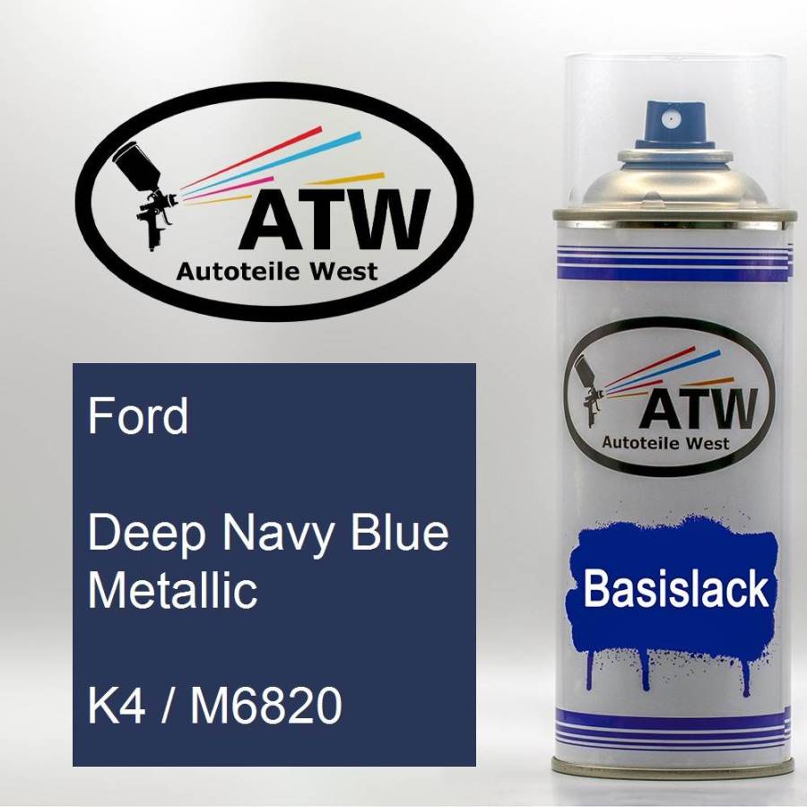 Ford, Deep Navy Blue Metallic, K4 / M6820: 400ml Sprühdose, von ATW Autoteile West.